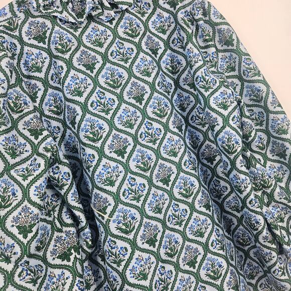 Tuckernuck Bouvier Blouse Top Blue Floral Medallion Ruffle Collar NWOT Size 3XL - Picture 10 of 10